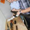 Arms Officer Richard Plas checks serial numbers with Constable Maree Fouhy