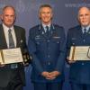 Police Commissioner Mike Bush, MNZM, (centre) with Senior Constable Errol Van de Ven (left) and Inspector John Walker (right). 