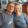 Pat and son Andy - Pat is wearing the top she went missing in