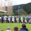 Patrol Dog competitors line up at the prizegiving ceremony before winners are announced. 
