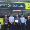 Inspector Dean Silvester and Wellington District Commander Inspector Chris Bensemann with representatives from Tranzit Group