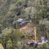 The drill rig and helicopter pad for boreholes four and five