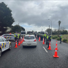 The Police checkpoint in Papakura following a funeral this afternoon.