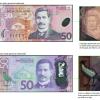 Security features on genuine banknotes.