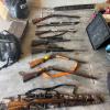 Some of the stolen property and firearms seized by Police. 
