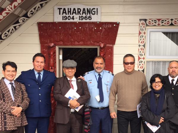 Indonesian delegation at marae.