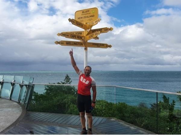 Constable Brook Armishaw celebrates finishing the Tour in Bluff