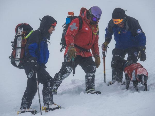 The Ruapehu Alpine Rescue Organisation during the rescue at Whangaehu Glacier on Mt Ruapehu in September 2020.