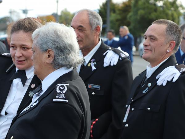 Wairarapa Māori Wardens and guests at the pōwhiri.