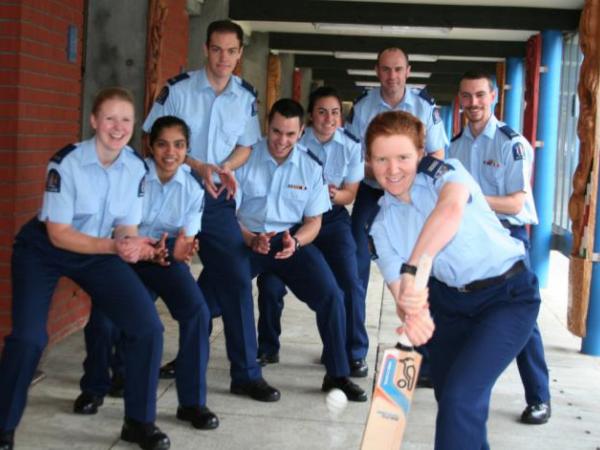 Pictured from left: Constable Rhia Williams, Constable Shazmeen Khan, Constable Corbin Elliott, Constable Caleb Kahotea, Constable Katrina Gardiner, Constable David Payne, Constable Katie Perkins (front), Constable Cody Shaw.