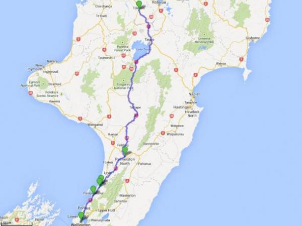 A map of the alleged hitchhiking route 