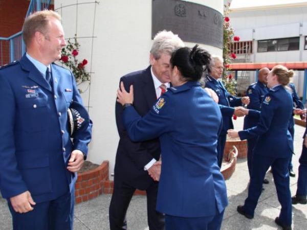 Wing 280 Patron, Simon Moore QC congratulates a new constable.