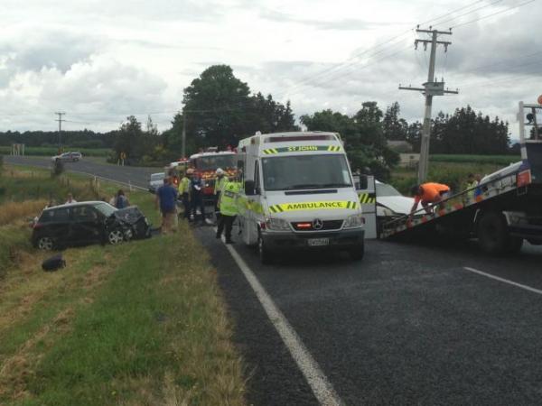 Emergency services at the scene of today's crash