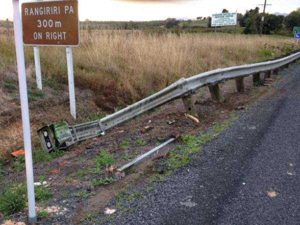 One of the roadside barriers damaged as the truck slowly passed