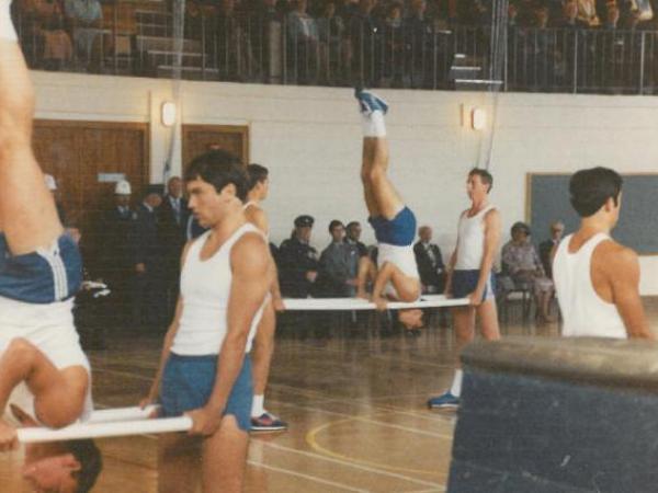 The cadets participate in strength and agility tests.