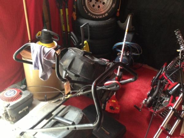 Some of the tools, mowers and mag wheels recovered from another property