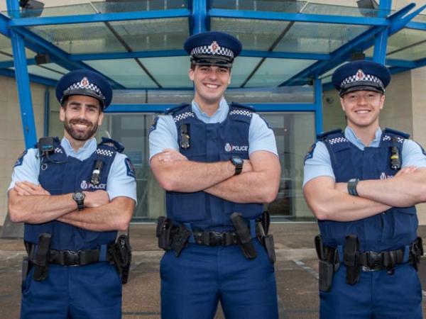 Waitemata's new recruits from L to R - Constables Daniel Fluker, Andrew Kemp and Fraser Woon