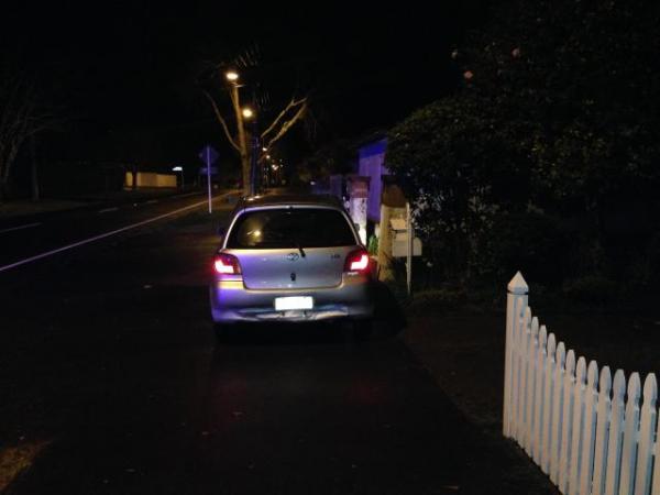 Police say the place for this car is the road, not the footpath