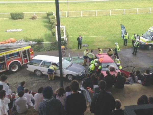 Room with a view: Eastern Waikato students observe a crash scenario