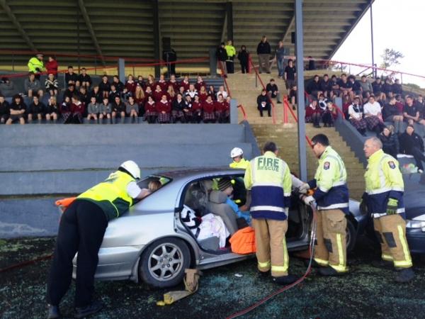 Team effort: Emergency services combine to deliver a realistic scene