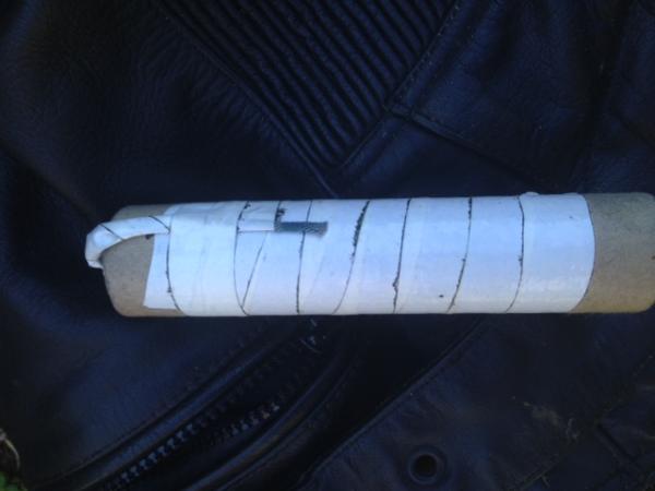 This improvised explosive device was found in a jacket abandoned by the offender