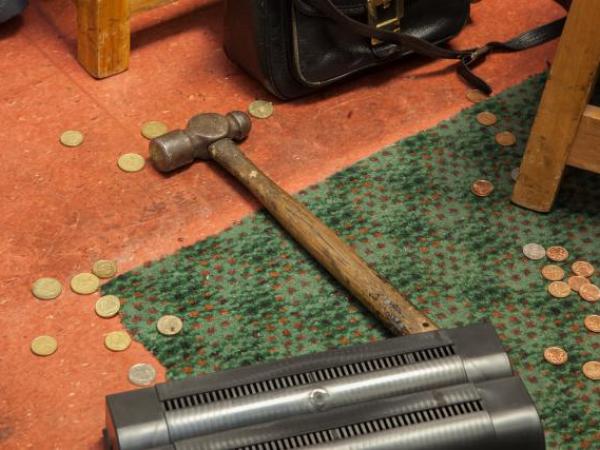 A hammer recovered at the scene of last night's robbery