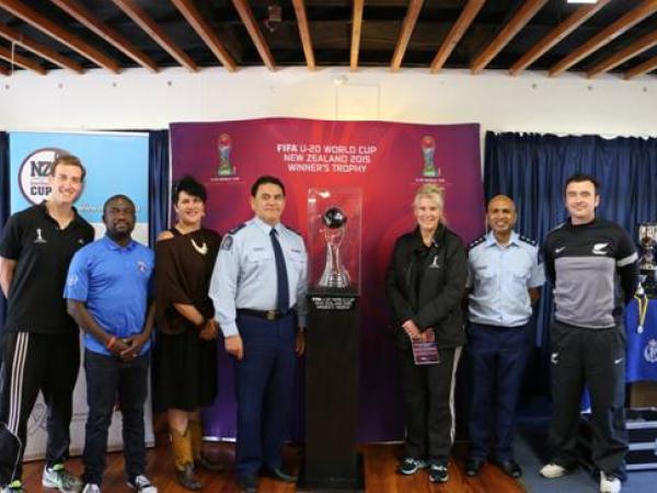 Representatives from FIFA, NZ Football, Wellington City Council, New Zealand Federation of Multicultural Councils and NZ Police 