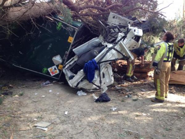 SH1 Ashley River truck crash scene