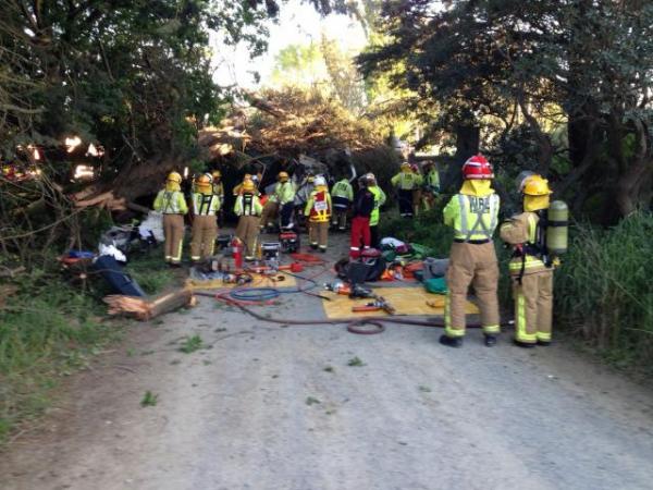 SH1 Ashley River truck crash scene