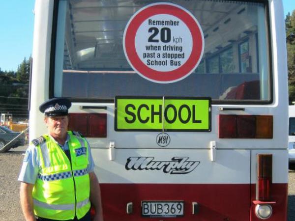 Thames Sergeant Jim Corbett asks drivers to be mindful of the speed limit around school buses