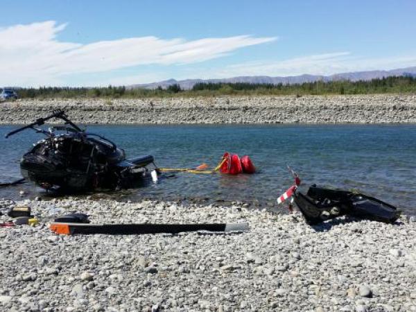The helicopter that crashed into the Wairau River in Marlborough today