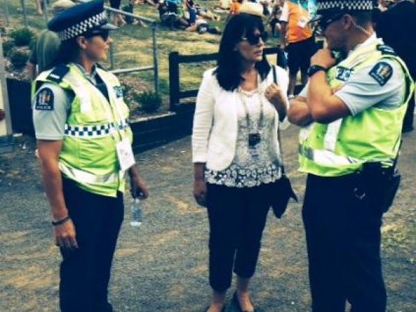 Waikato Police with Hamilton's mayor at this evening's match