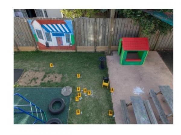 An on high view of the playcentre's yard where the drugs were thrown