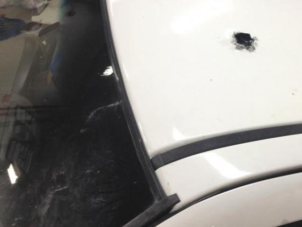 The bullet hole left in one victim's vehicle following the Kihikihi robbery