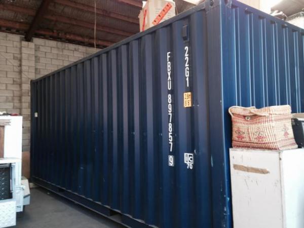 The shipping container inside the unit 