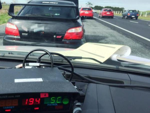 Too fast, the speed at which a Subaru was stopped on a Waikato highway