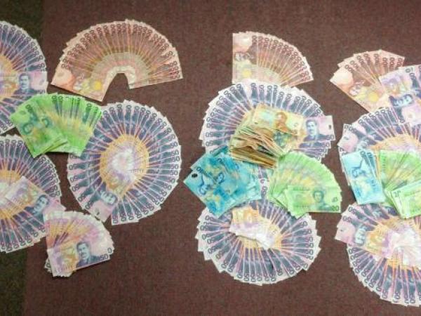 Some of the cash found by Police at a search warrant in Puhoi