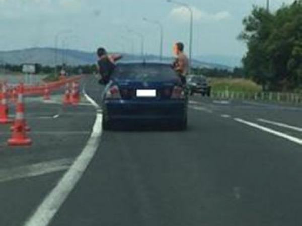 Police and members of the motoring public were less than impressed at the antics of this pair