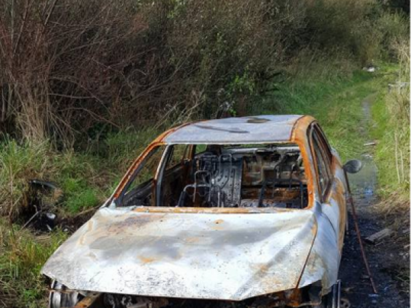 The burnt out Mazda Atenza