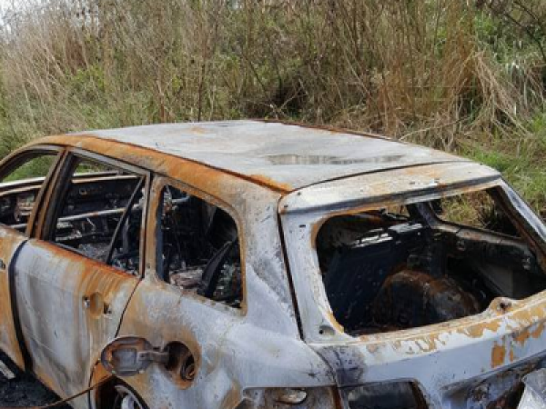 The burnt out Mazda Atenza