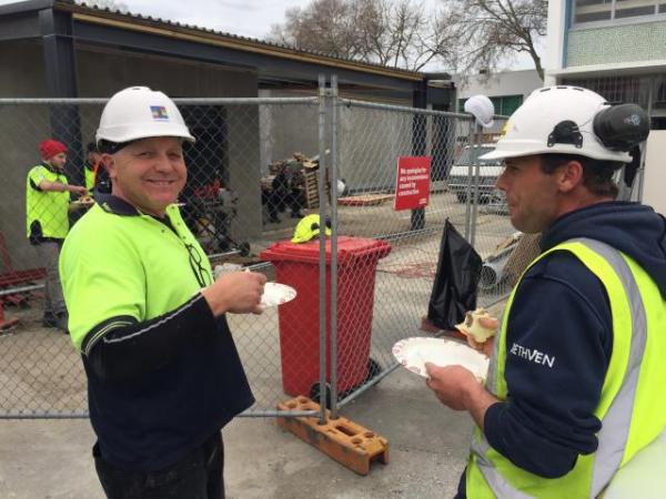 Contracters enjoying the BBQ. 