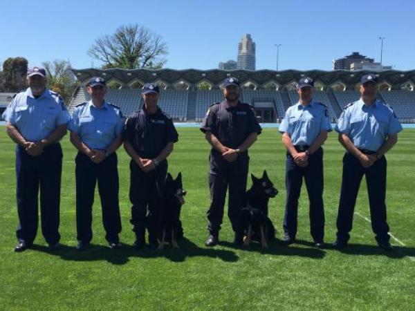 The NZ Police Dog team pictured after finishing the patrol dog trials