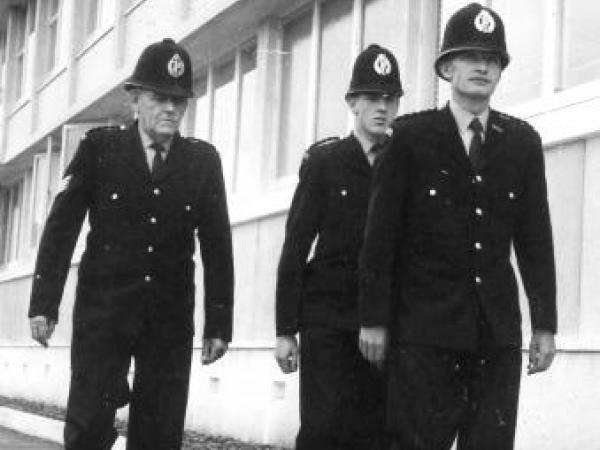 Cons Philip Schmidt (middle) at the opening of the Napier Police Station in 1963. He will also be at the opening this Friday