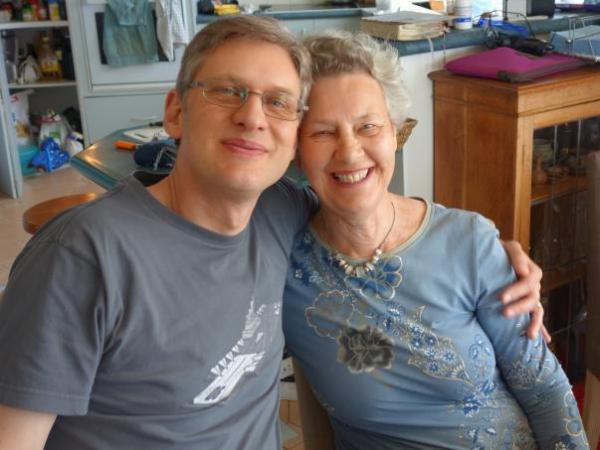 Pat and son Andy - Pat is wearing the top she went missing in