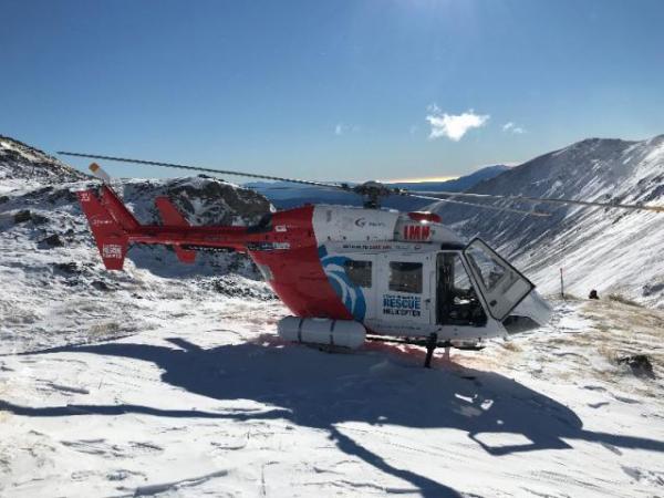 Weather conditions had improved dramatically as the rescue helicopter landed today.