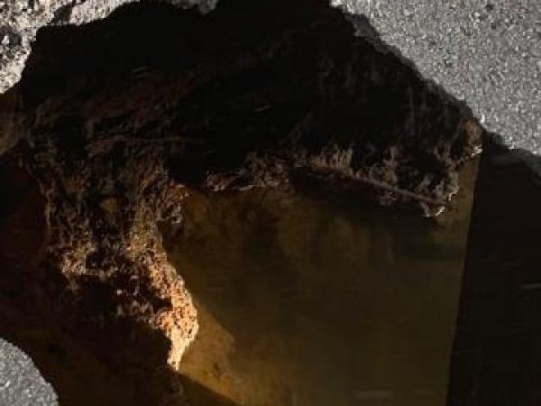 A large hole has formed at the southbound lane of Oropi Rd.