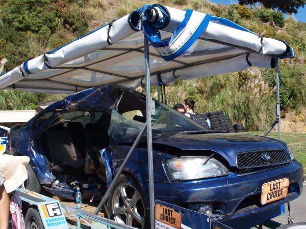 Photo of a car previously involved in a crash. Used at road policing check points