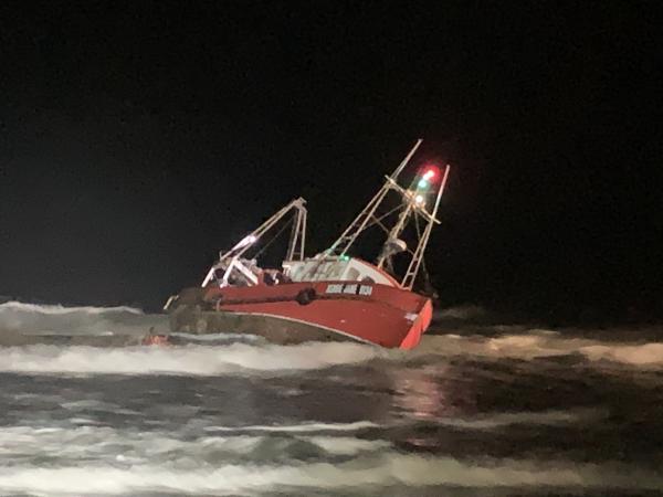 A capsized boat off Waimairi beach