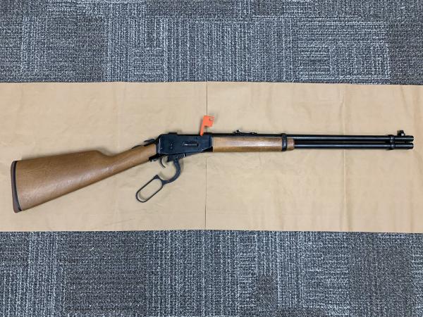 A firearm seized from an address