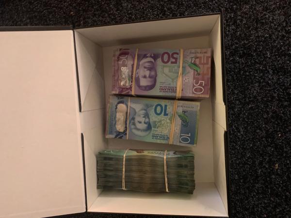 Cash recovered during a search warrant. 